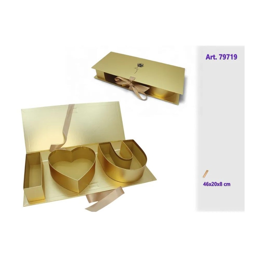 SCATOLA CARTA I LOVE YOU GOLD 46X20X8